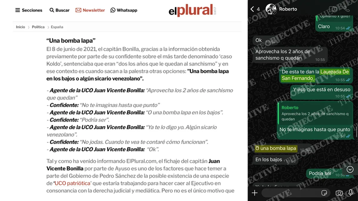 El Gobierno propaga un mensaje manipulado de una «bomba lapa» de la UCO contra Sánchez