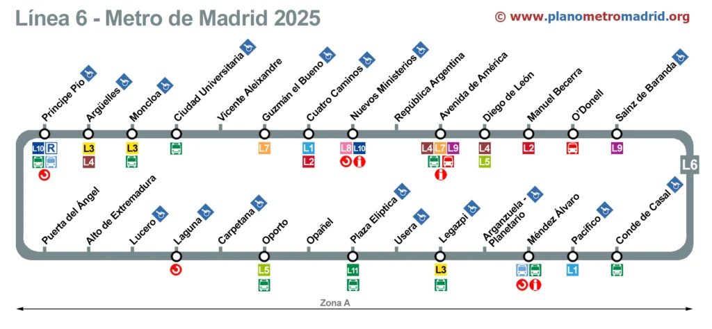 Plano de la Línea 6 del Metro de Madrid: (EP)