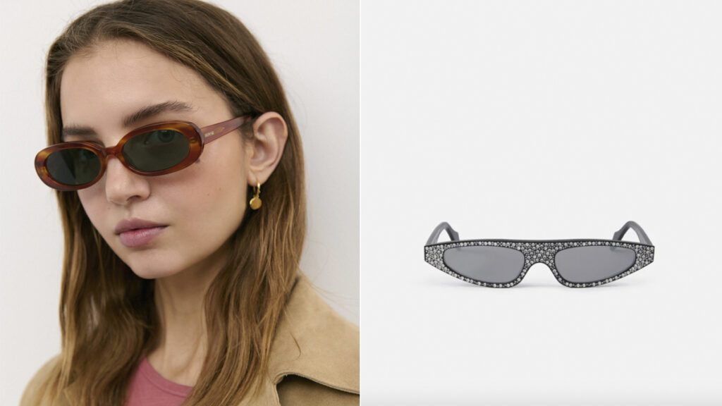 Gafas finas y alargadas de Brownie (PVP: 50€) y Pinko (PVP: 360€)