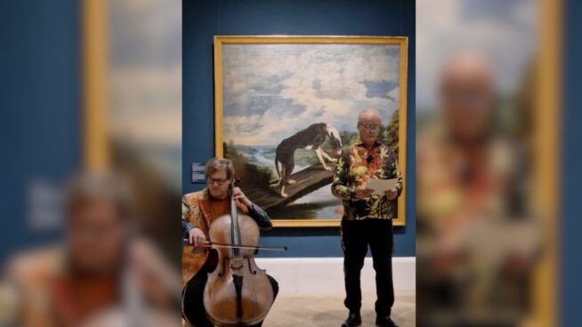 Bill Murray interpreta en el Prado un texto frente a la obra 'Fábula del perro y la presa', de De Vos