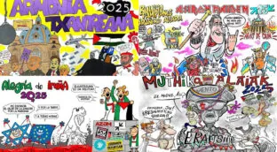 Abascal, Trump, Franco... pero sin Cerdán en las pancartas de las peñas de San Fermín