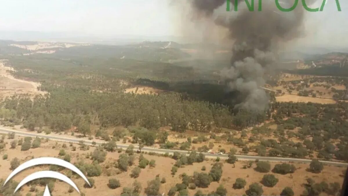 Activada la fase de emergencia por un incendio forestal en Zalamea (Huelva) con 10 aeronaves