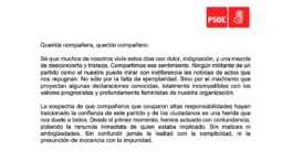 Lea aquí completa la última carta de Pedro Sánchez, esta vez a la militancia del PSOE