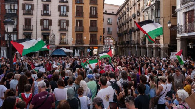 Una protesta pro Palestina frente a Exteriores pide la liberación de la 'Flotilla de la libertad'