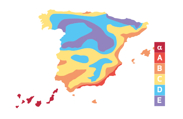 Mapa del uso de aire acondicionado por zonas. OCU
