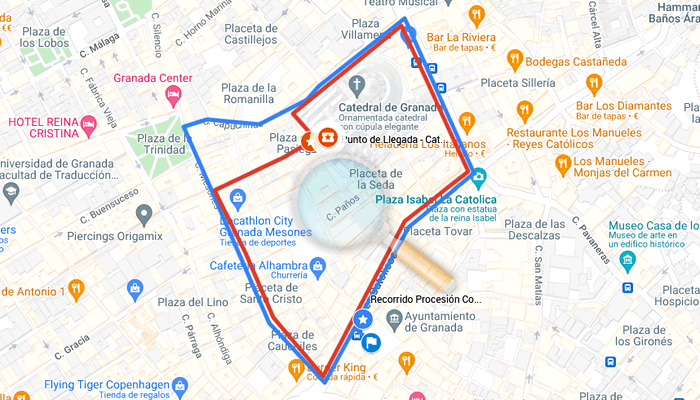 El recorrido del desfile de la Tarasca: (Guía creada por granadinos)