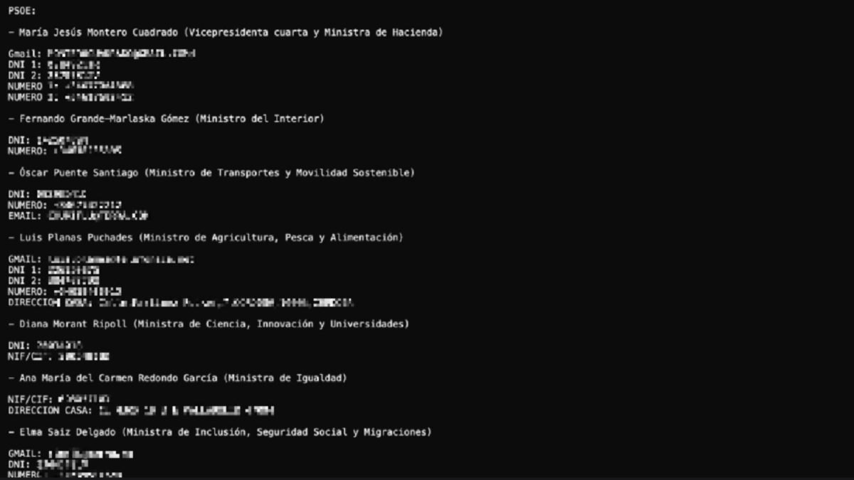 Filtran los números de teléfono de siete ministros del actual Gobierno de Sánchez