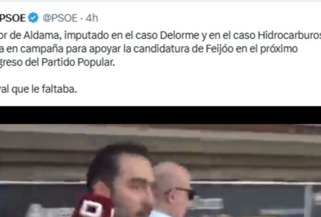 El PSOE vuelve a publicar un tuit diciendo que Aldama apoya a Feijóo en el Congreso del PP
