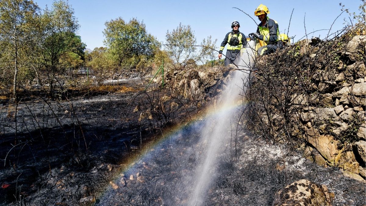 La UME se suma al dispositivo contra el fuego de Cuevas del Valle (Ávila)