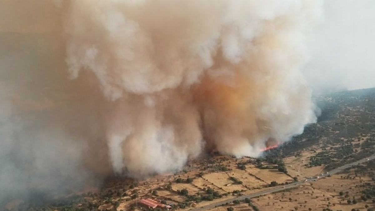 El fuego de Navaluenga (Ávila) evoluciona bien a pesar de haber quemado ya 1.500 hectáreas