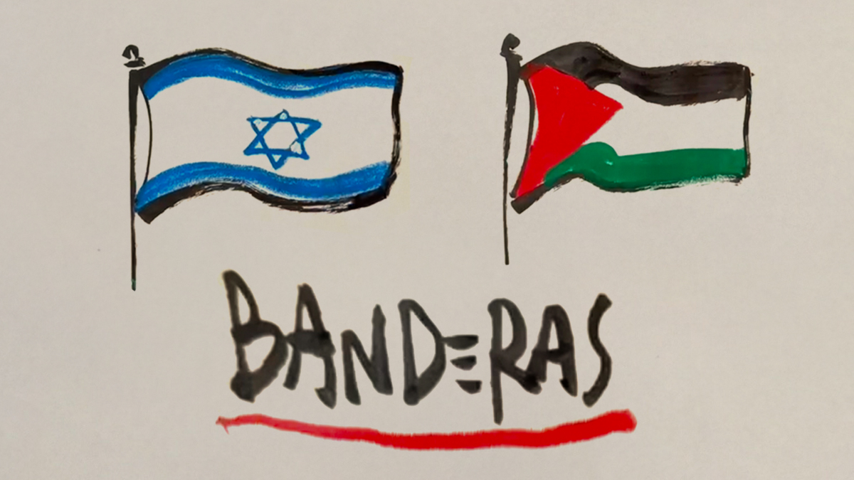 La viñeta animada sobre... las banderas de Israel y Palestina
