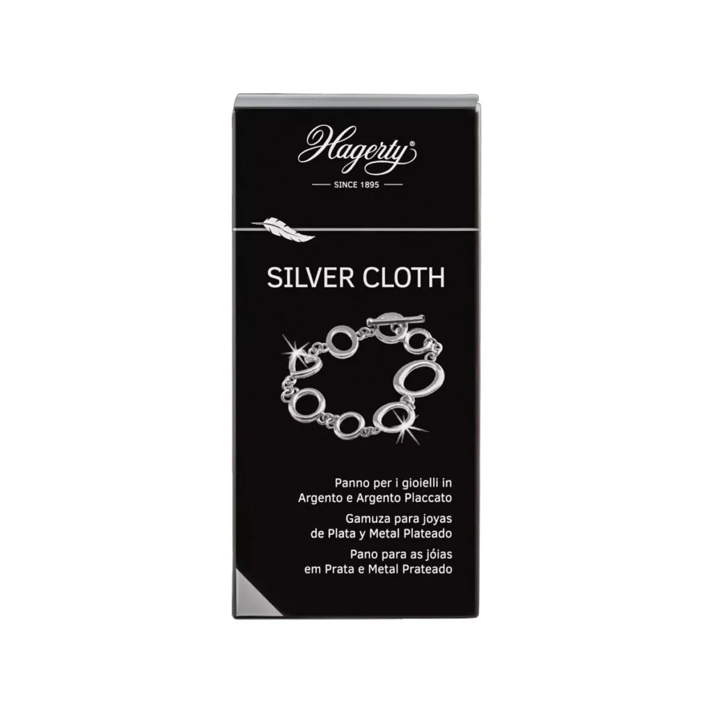 Gamuza para limpiar joyas de plata de Hagerty. (PVP: 7.90€ a la venta en Time Road)