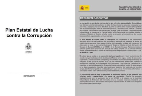 Consulte aquí el Plan Estatal de Lucha contra la Corrupción anunciado por Sánchez