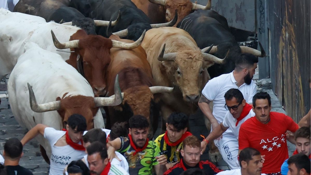 Los toros de Jandilla protagonizan un veloz quinto encierro de los Sanfermines