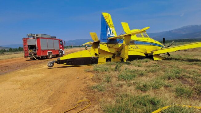 Aterrizaje de emergencia de una aeronave de extinción en Zamora, sin daños personales