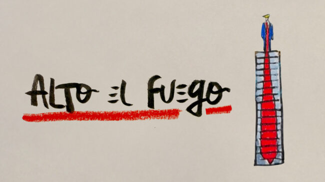 La viñeta animada sobre... alto el fuego