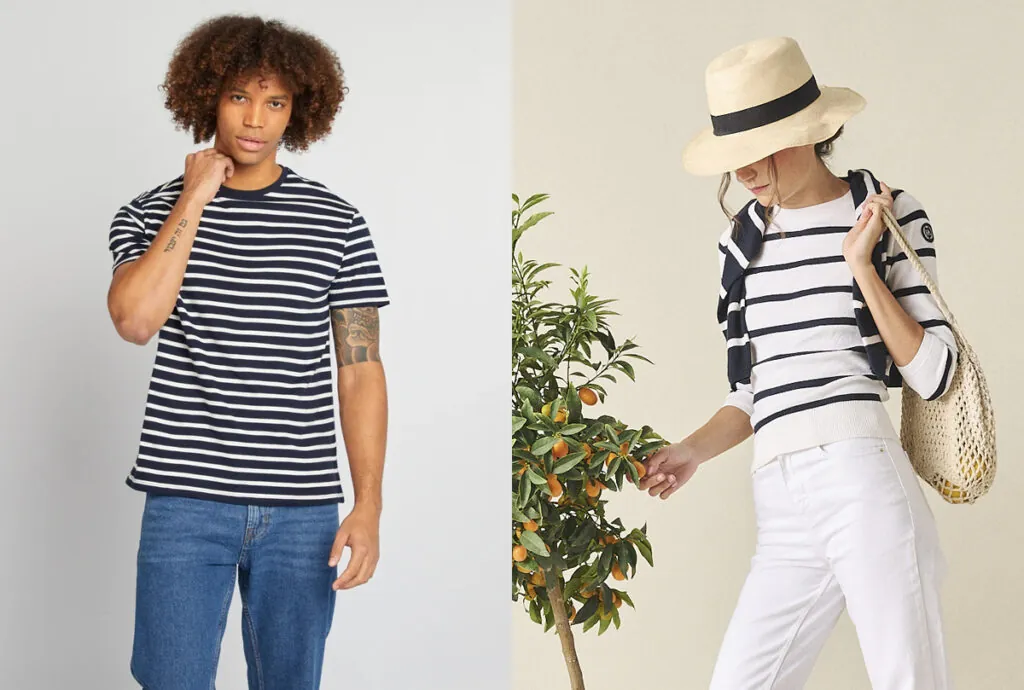 La camiseta marinera se inventó en el siglo XIX. Propuesta masculina de Kiabi y para mujer de Henry Arroway
