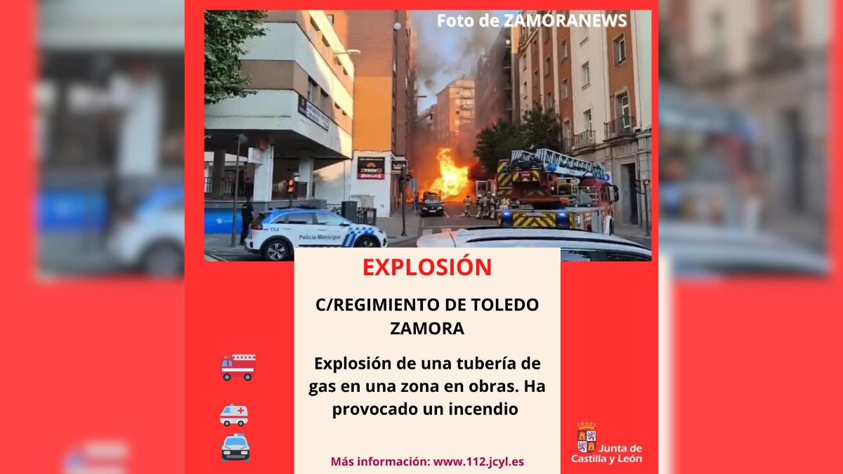 Dos heridos tras explotar una tubería de gas en Zamora