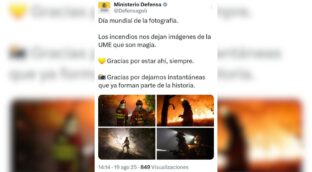 Defensa borra un tuit en el que celebraba el día mundial de la fotografía con imágenes de los incendios