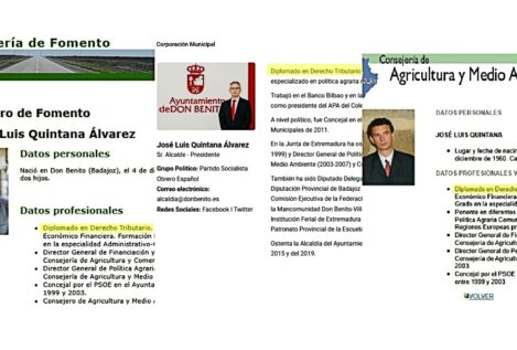 El delegado del Gobierno en Extremadura salía como diplomado en tres webs oficiales