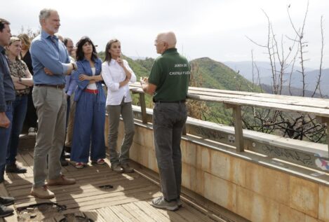 Felipe VI, «desolado» al ver la «dimensión de la tragedia» de los incendios en Las Médulas