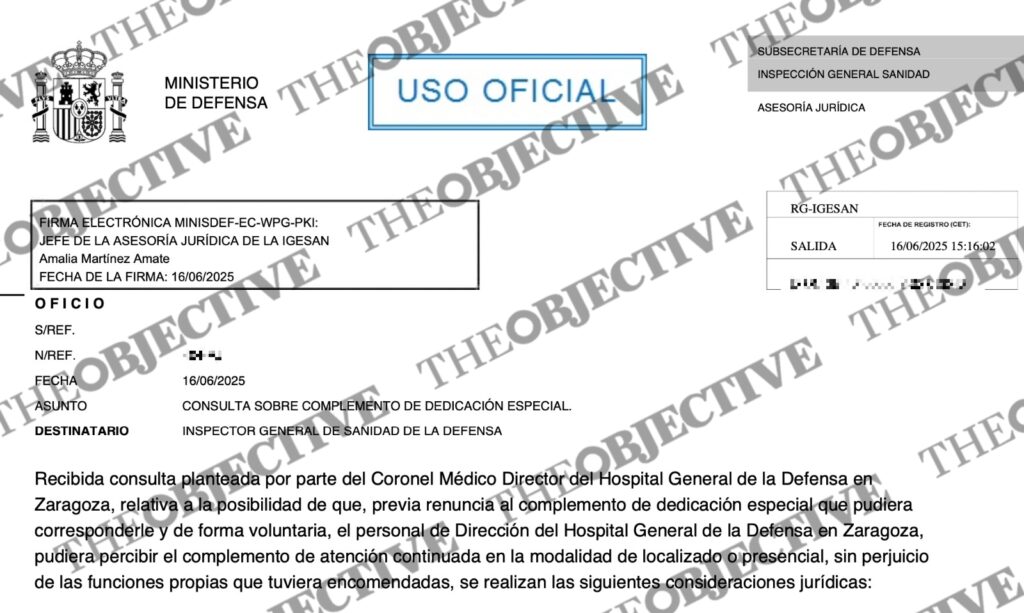 sanidad militar complementos Gómez Ulla