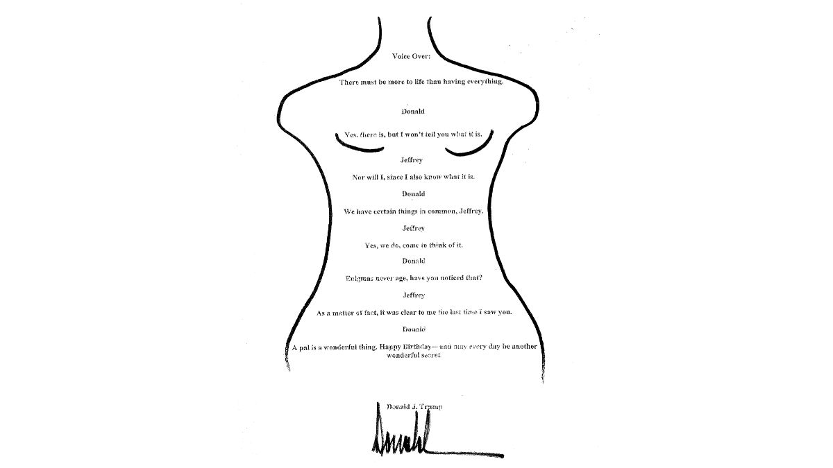 El Congreso de EEUU publica la tarjeta de felicitación de Trump a Epstein