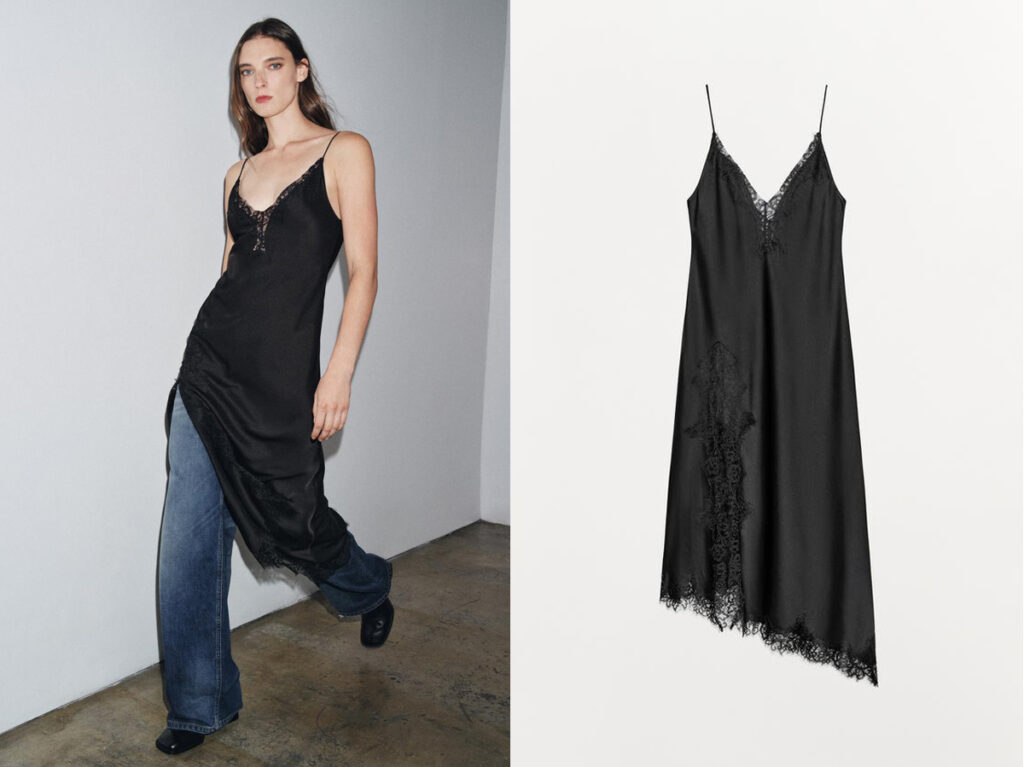 Vestido lencero negro de Zara (PVP: 49.95€)