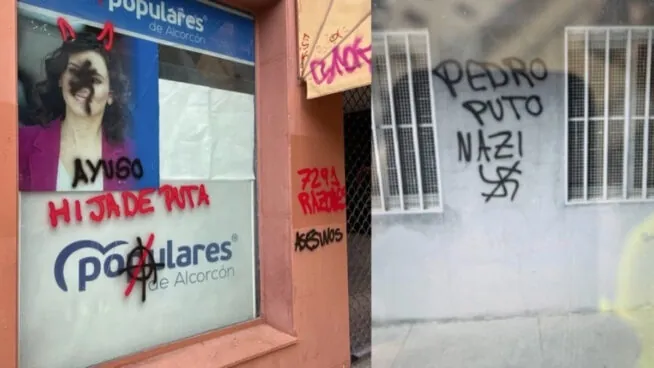 PP y Vox denuncian la aparición de pintadas con insultos en sus sedes de Alcorcón