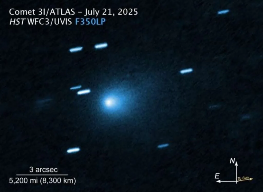 Una imagen del cometa interestelar 3I/ATLAS. Telescopio Espacial Hubble