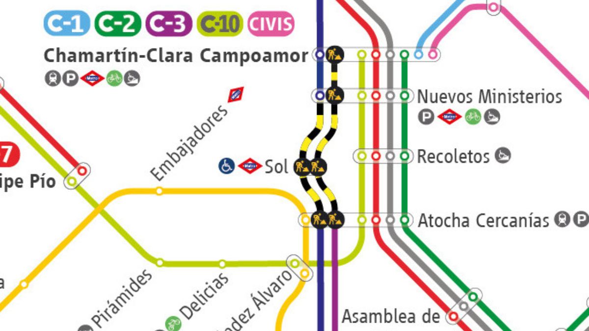 Cortes en Cercanías entre Atocha, Sol y Nuevos Ministerios en los próximos dos meses