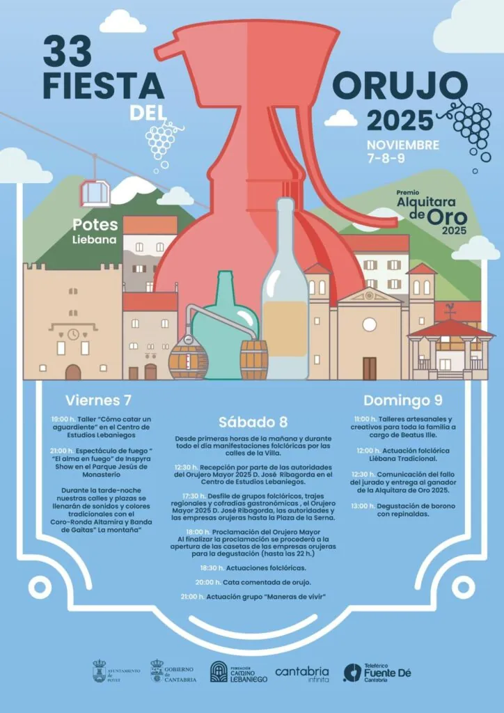 Calendario de actividades de la Fiesta del Orujo en Potes 2025. Ayuntamiento de Potes