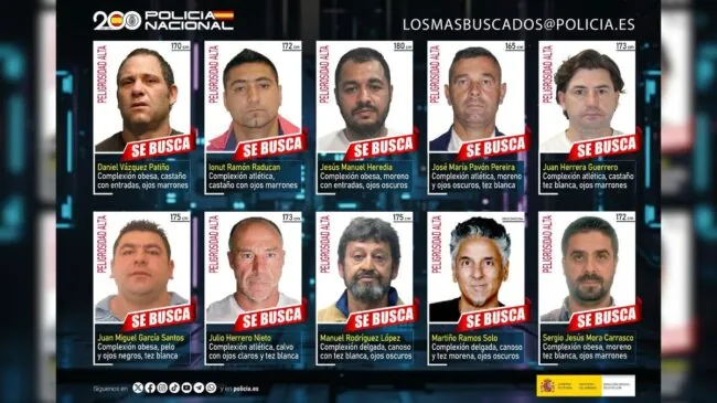 Un asesino, narcotraficantes y violadores: estos son los 10 fugitivos más buscados en España