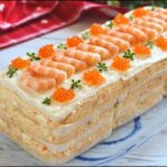 Pastel frío de atún y langostinos