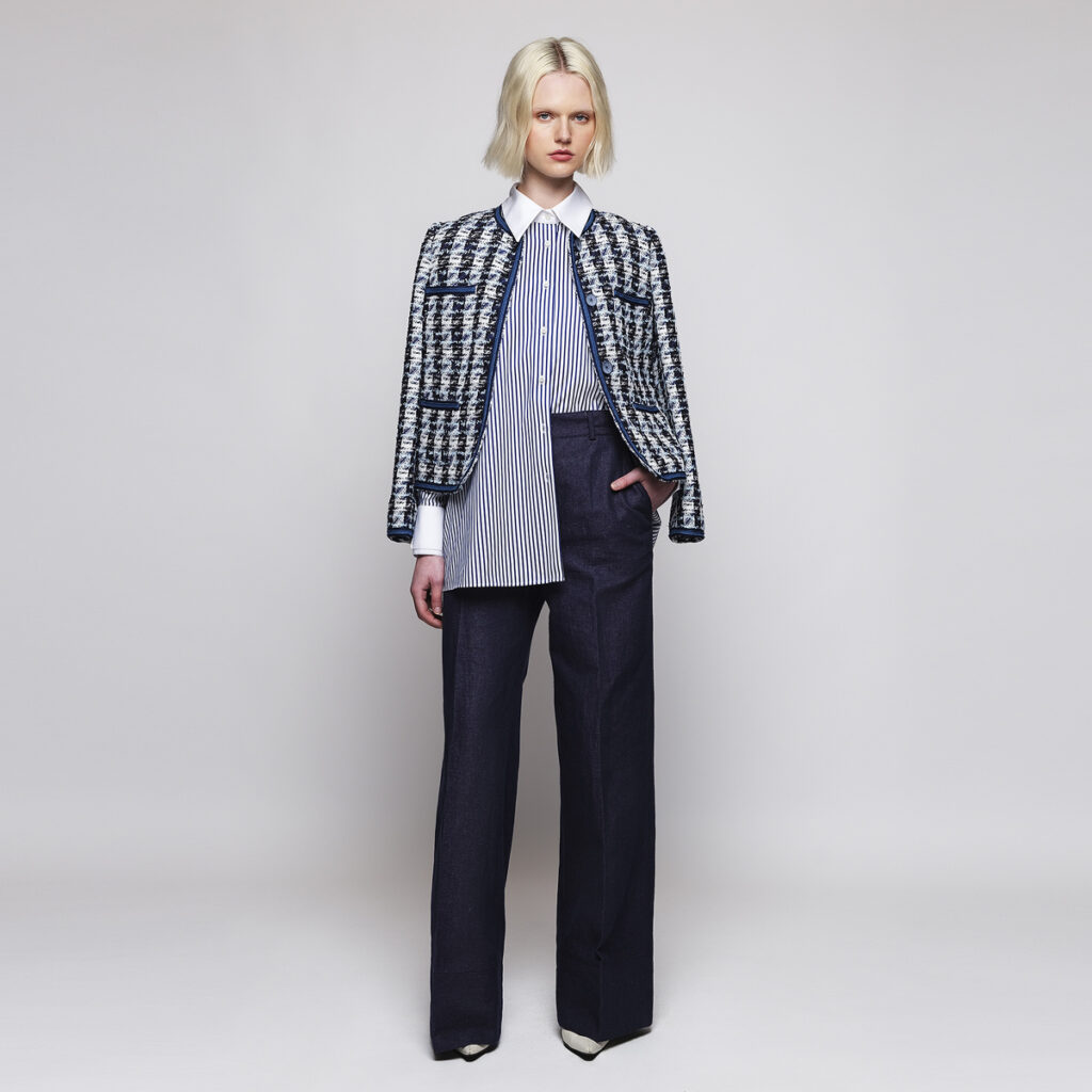 Chaqueta de tweed en tonos azules de Mirto