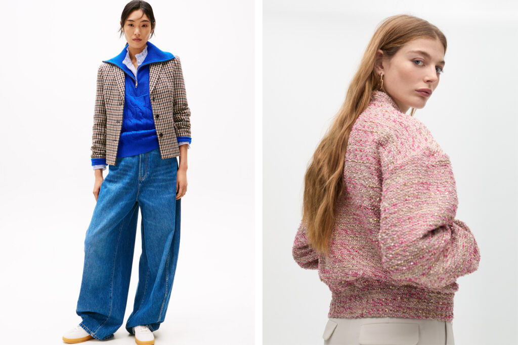 TOMMY HILFIGER Combinación de tweed, denim y punto // LOLA CASADEMUNT Cazadora rosa