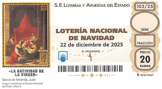 Un décimo de lotería de Navidad. Loterías y Apuestas del Estado