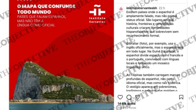 El Instituto Cervantes trata a Gibraltar como país en su publicidad en redes sociales