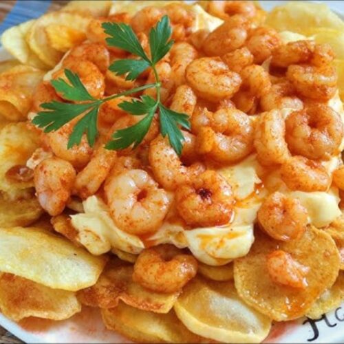 Patatas fritas con gambas