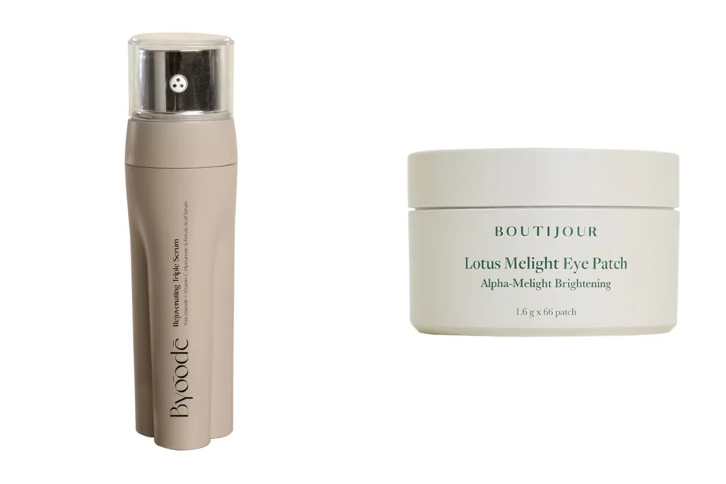BYOODE Serum antiedad con triple cámara (PVP: 89€) // BOUTIJOUR Parches para el contorno de ojos (PVP: 63€)