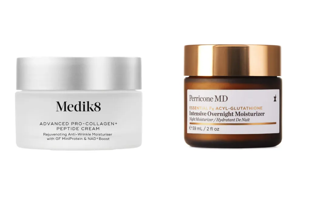 MEDIK8 Crema facial con péptidos (PVP: 95€) // PERRICONE MD Crema de noche antiaging (PVP: 170€)