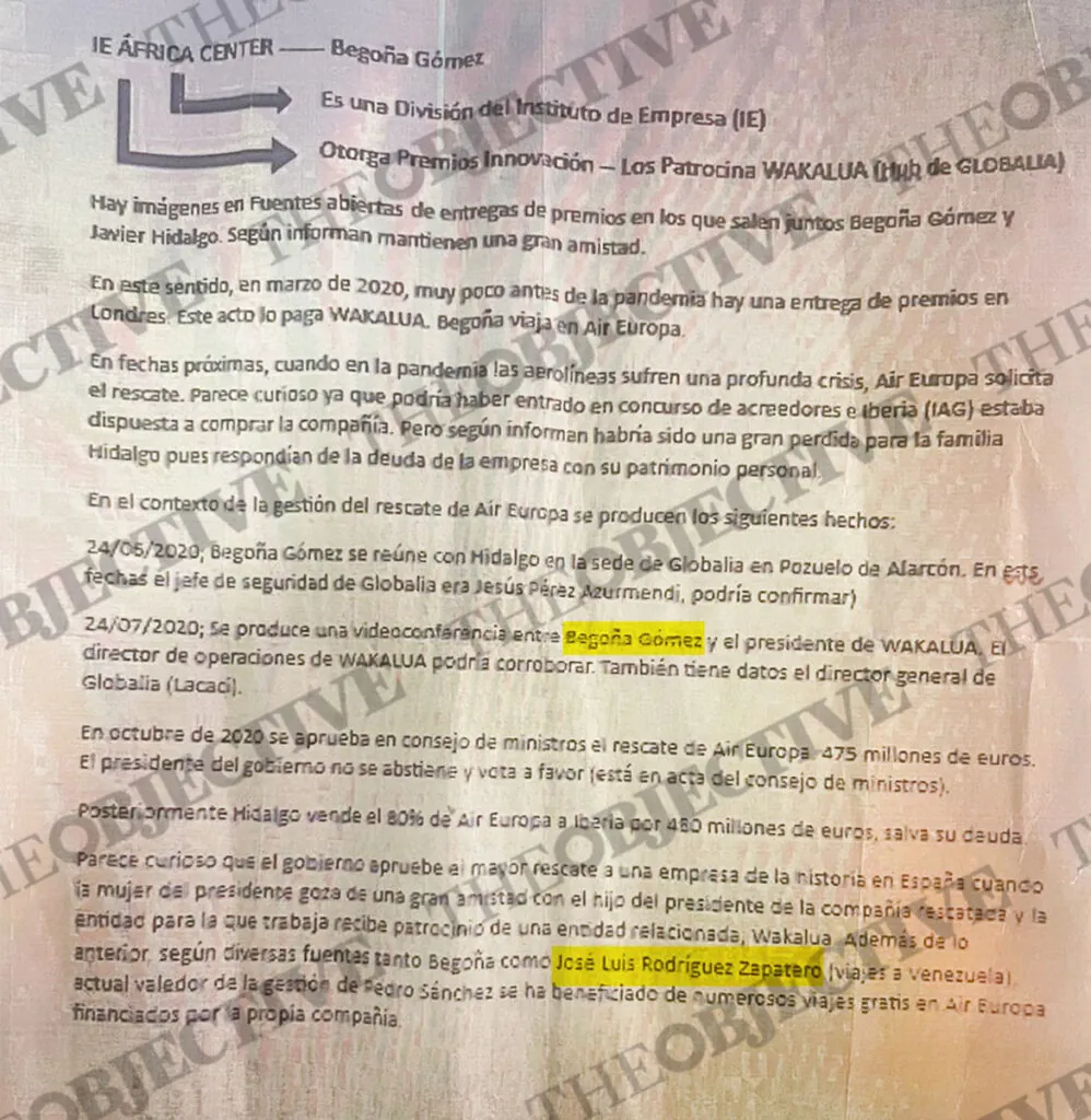 Documentos elaborado por un agente del CNI.