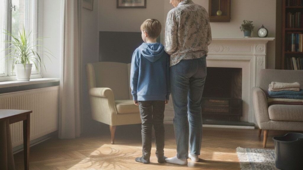 Mujer cuidando de un niño.