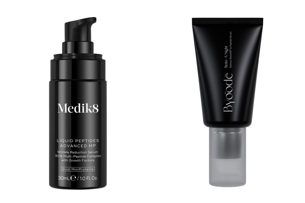 MEDIK8 Sérum antiarrugas con complejos multi-peptídicos. (PVP: 95€) // BYOODE Sérum de noche con retinal encapsulado. (PVP: 75€)