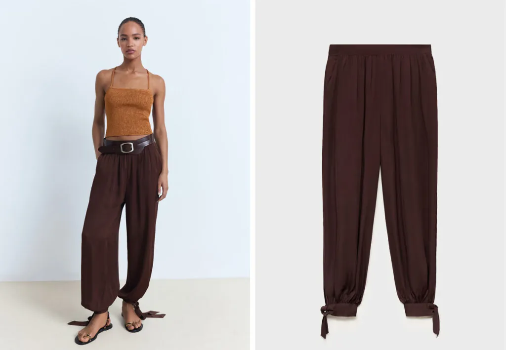 Pantalón globo en color marrón de Mango. (PVP: 25.99€)
