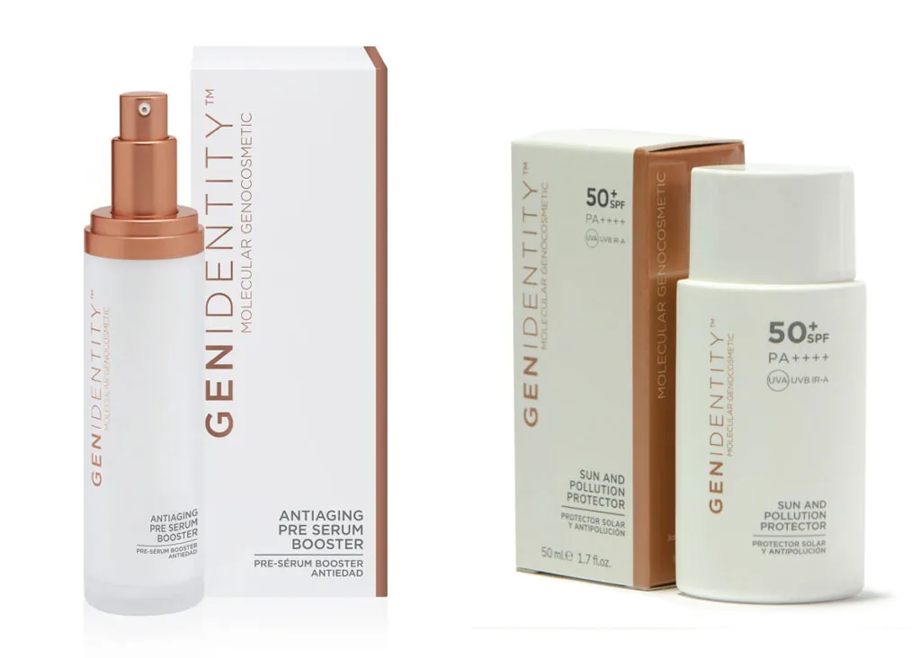 Pre-sérum antiedad (PVP: 62.11€) y protector solar y anti-polución (PVP: 34.80€) de Gen Identity