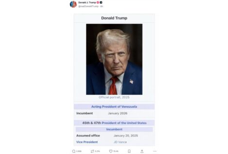 Trump publica una imagen en la que se proclama «presidente interino» de Venezuela