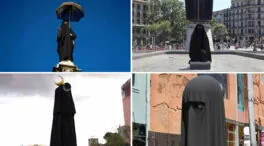 El PP 'cubre' las estatuas más emblemáticas de Barcelona para oponerse al burka y el niqab