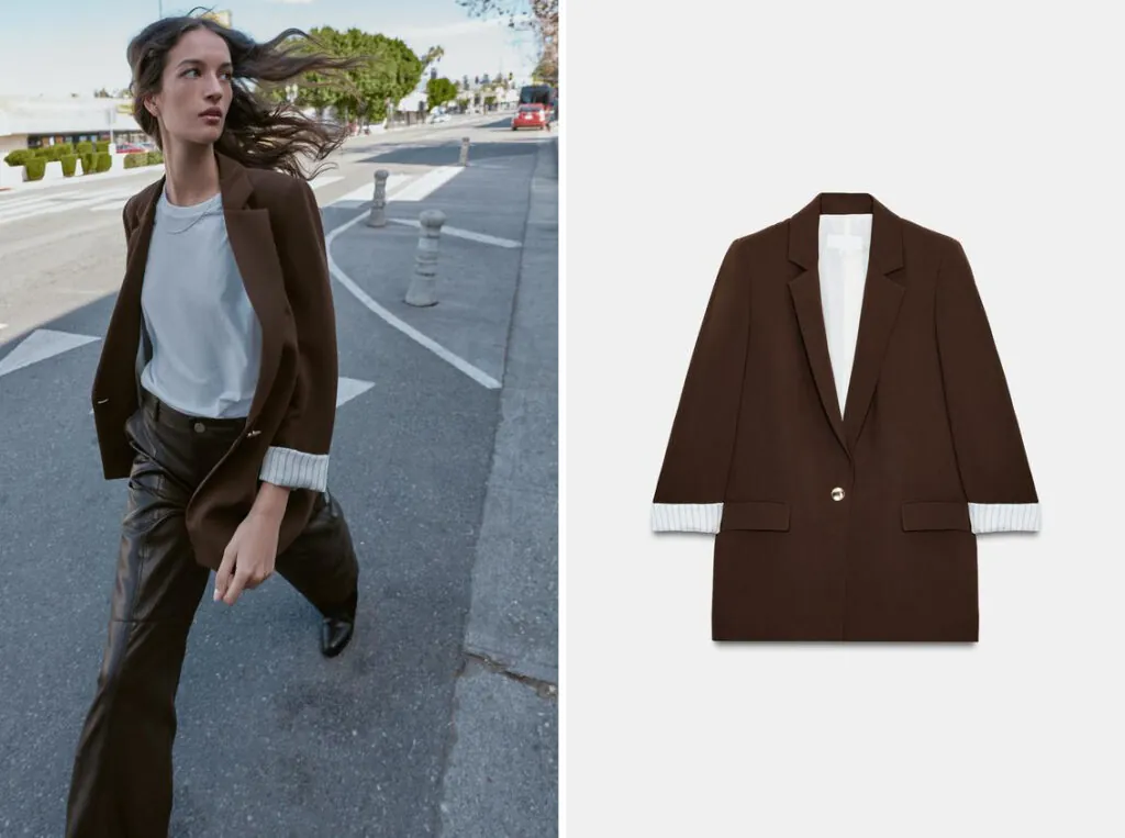 Americana con puños en contraste de Zara. (PVP: 39.95€)