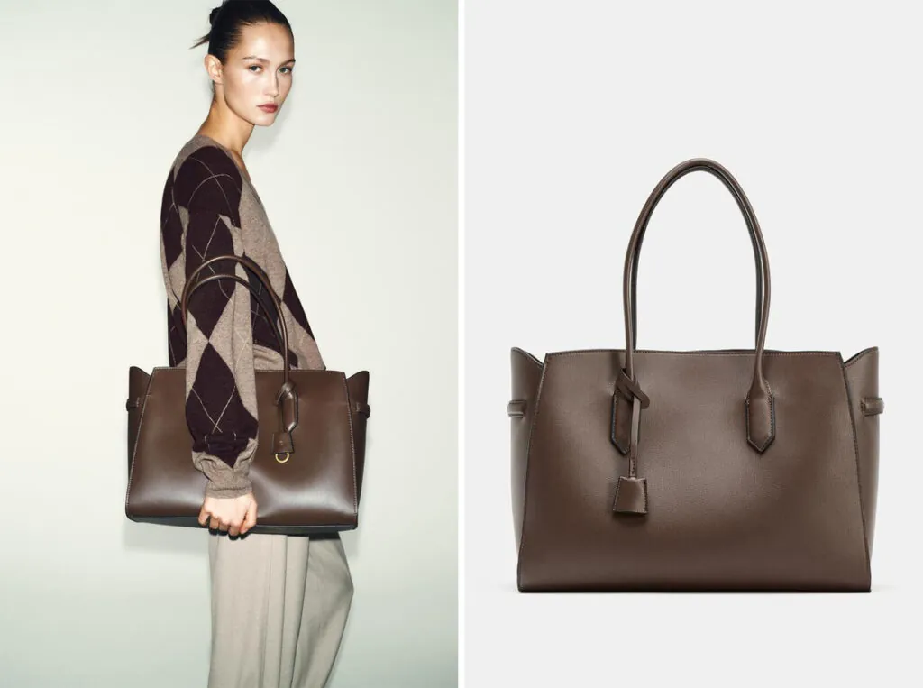 Bolso estilo shopper marrón de Zara. (PVP: 39.95€)